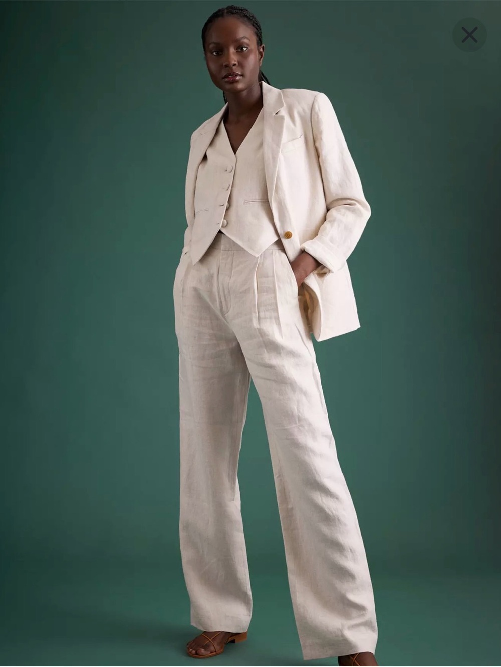 AE77 Premium White Linen Trousers